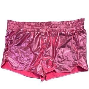 Womens Metallic Pink Booty Shorts Rave Costume Size Large Roller Girl Pary Derby